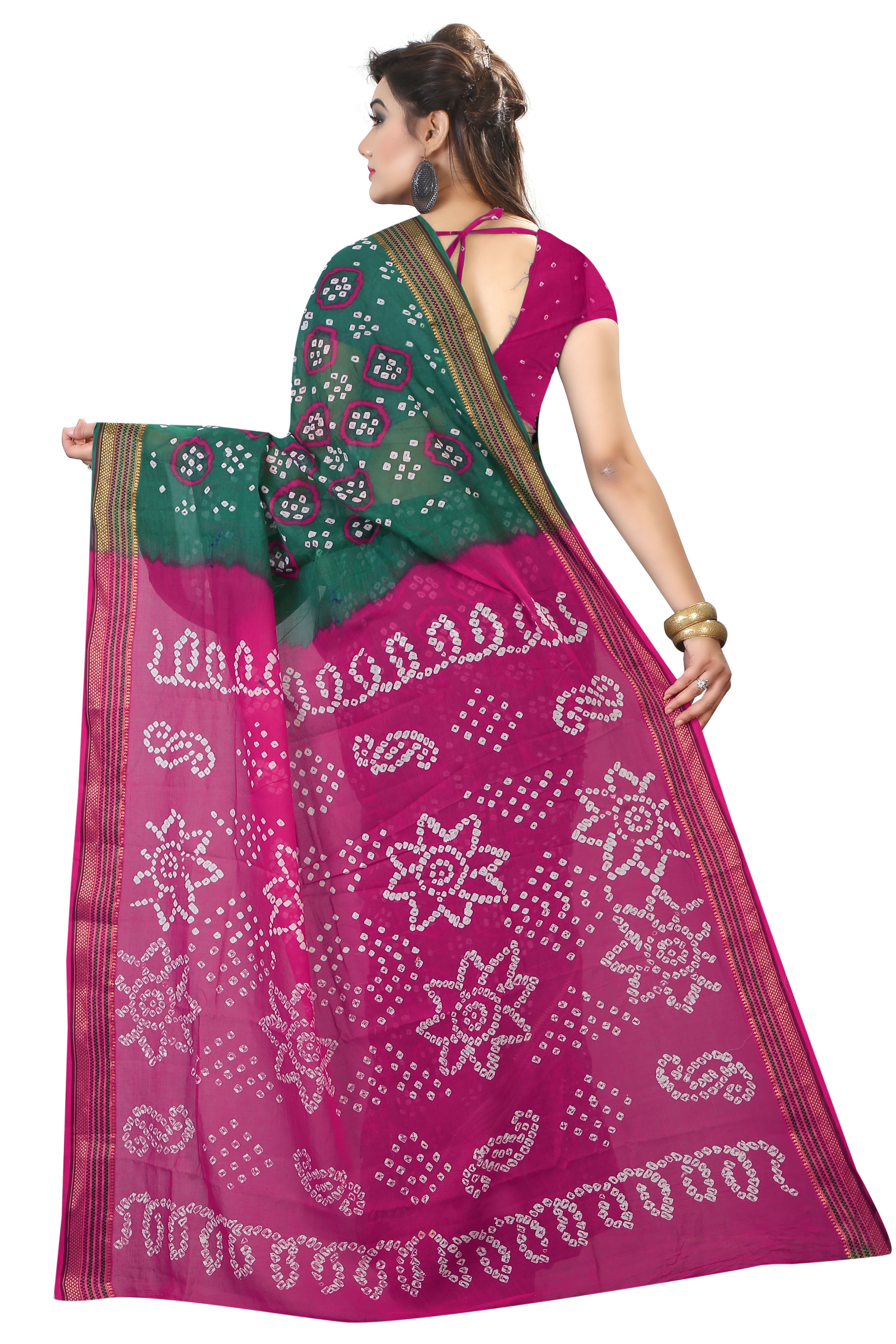 Cotton Bandhani Saree