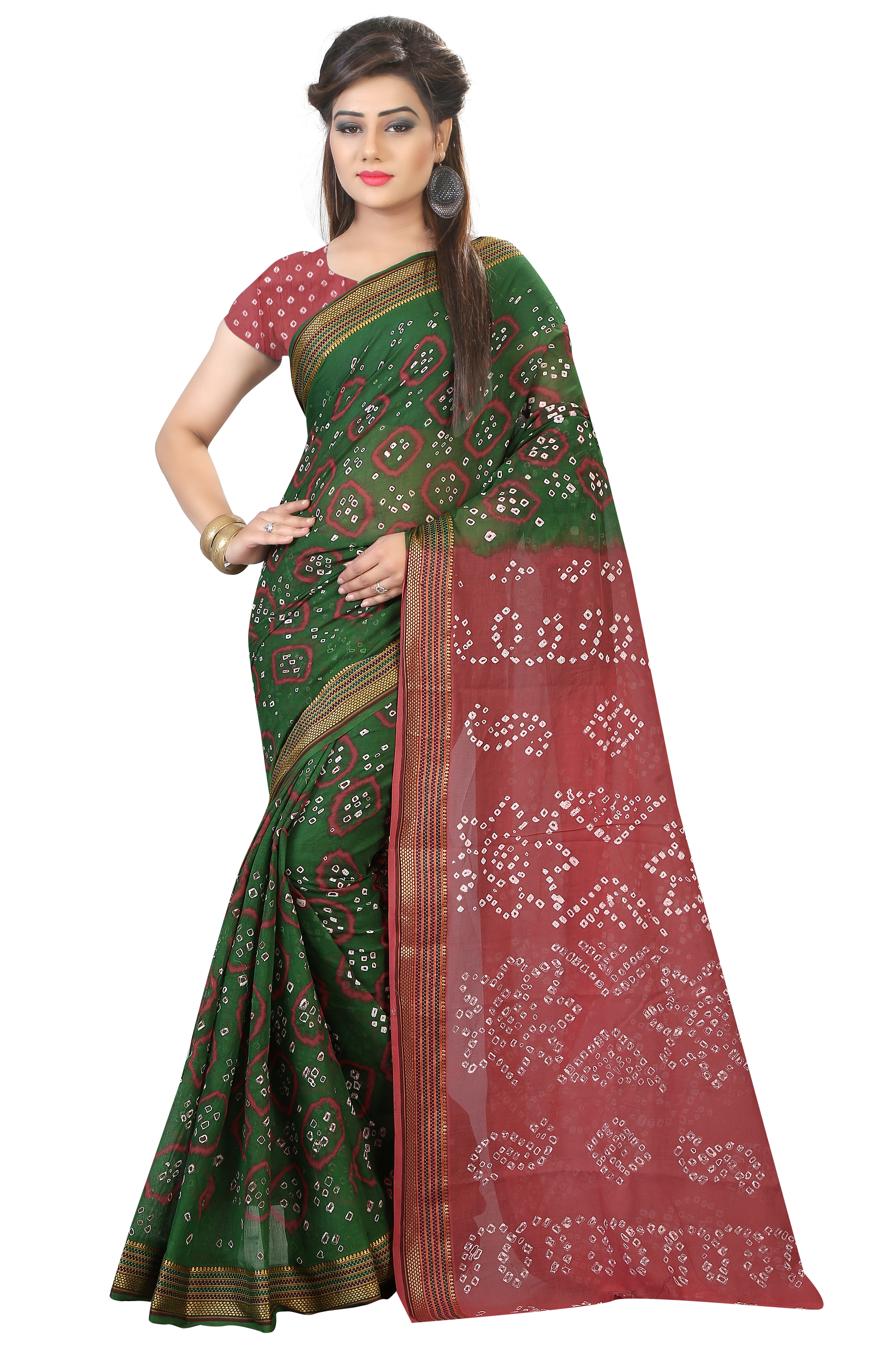 Cotton Bandhani Saree