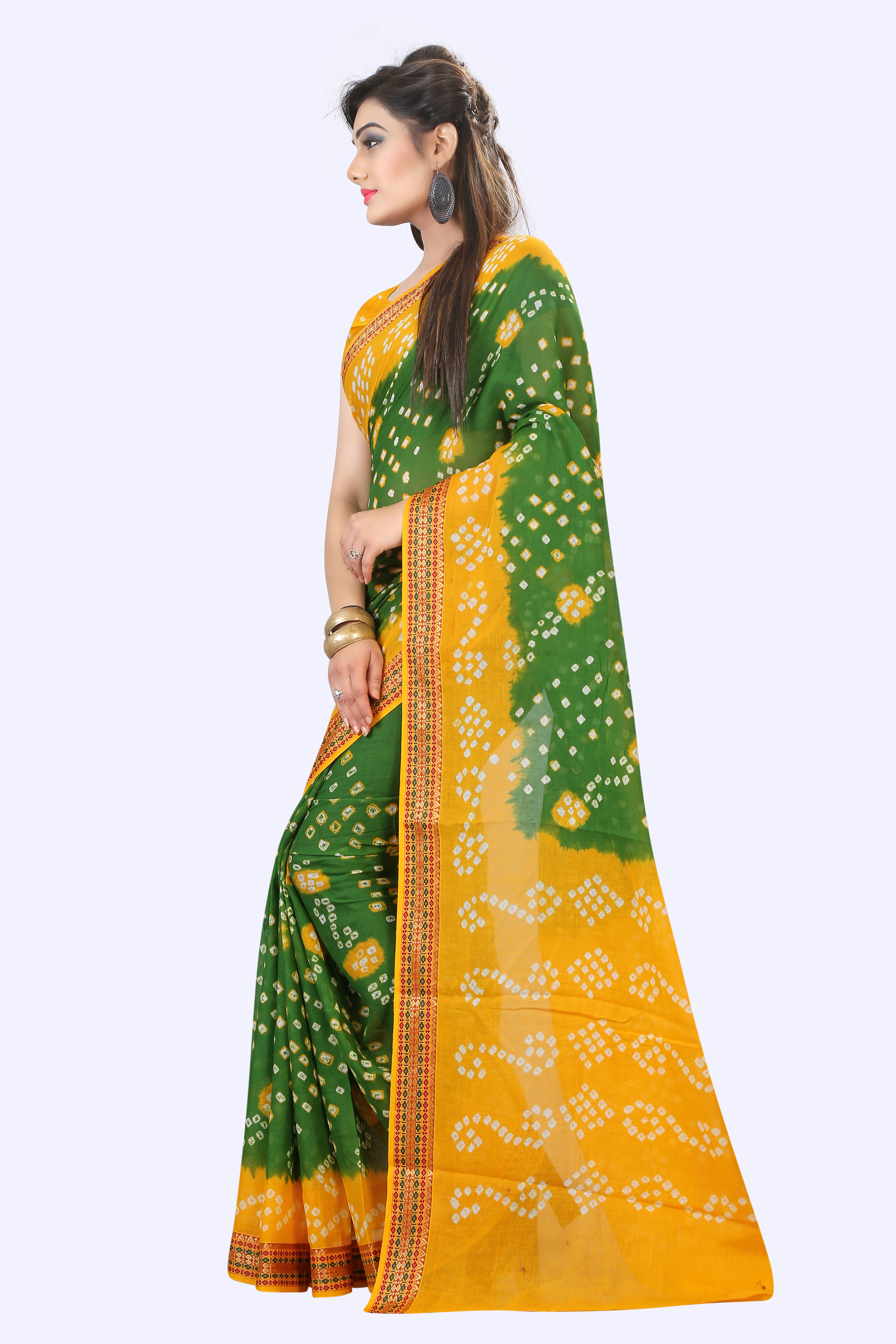 Cotton Bandhani Saree