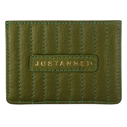 Unisex Vertical Quilt Green Card Holder