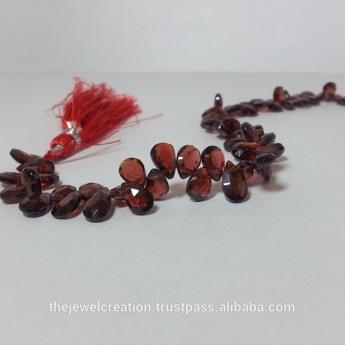 Natural Mozambique Red Garnet Faceted Pears Briolette Beads