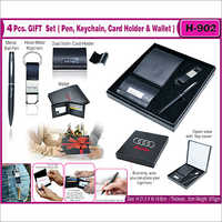 4pcs Gift Set which contain Keychain Pen Dual visiting Card Wallet
