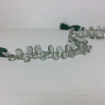 Moss Aquamarine Gemstone Plain Pears Briolette Beads
