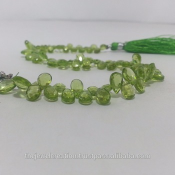 Natural Green Peridot Faceted Pears Briolette Beads