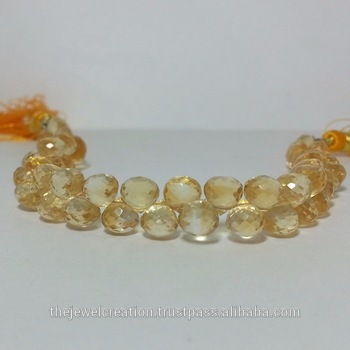 Natural Citrine Gemstone Faceted Onion Teardrop Briolette Beads