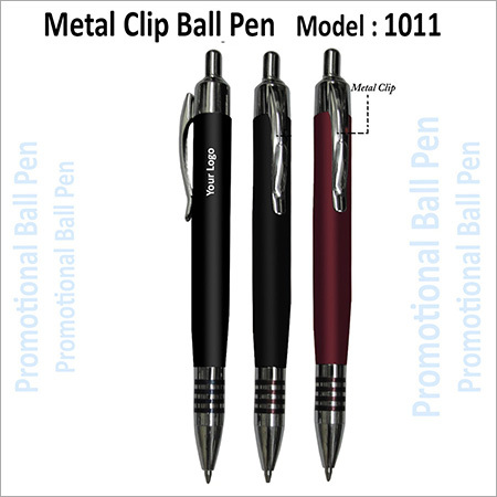 Round Black Metal Clip Ball Pen (1011)