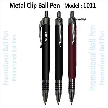 Black Metal Clip Ball Pen (1011)