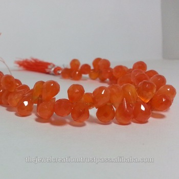 Carnelian Faceted Teardrop Beads Strand Coraline Gemstone