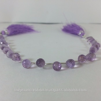 Natural Pink Lavender Amethyst Faceted Drop Beads Strand