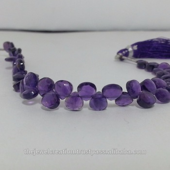 Natural African Amethyst Faceted Heart Shape Briolette Beads