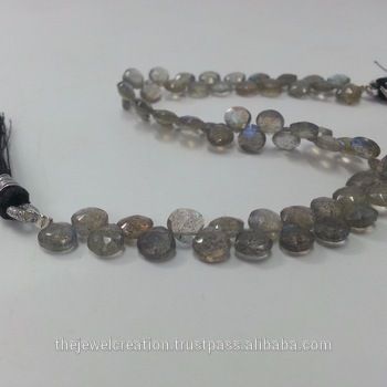 Natural Labradorite Faceted Heart Briolette Beads