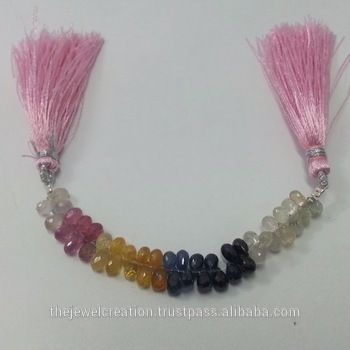 Natural Multi Sapphire Faceted Drops Beads Briolette