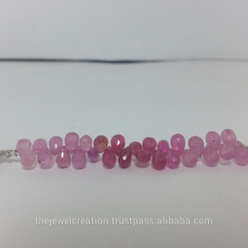 Natural Pink Sapphire Faceted Teardrop Beads Drop Briolette