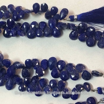 Natural Lapis Lazuli Faceted Pear Shape Briolette Beads Strand