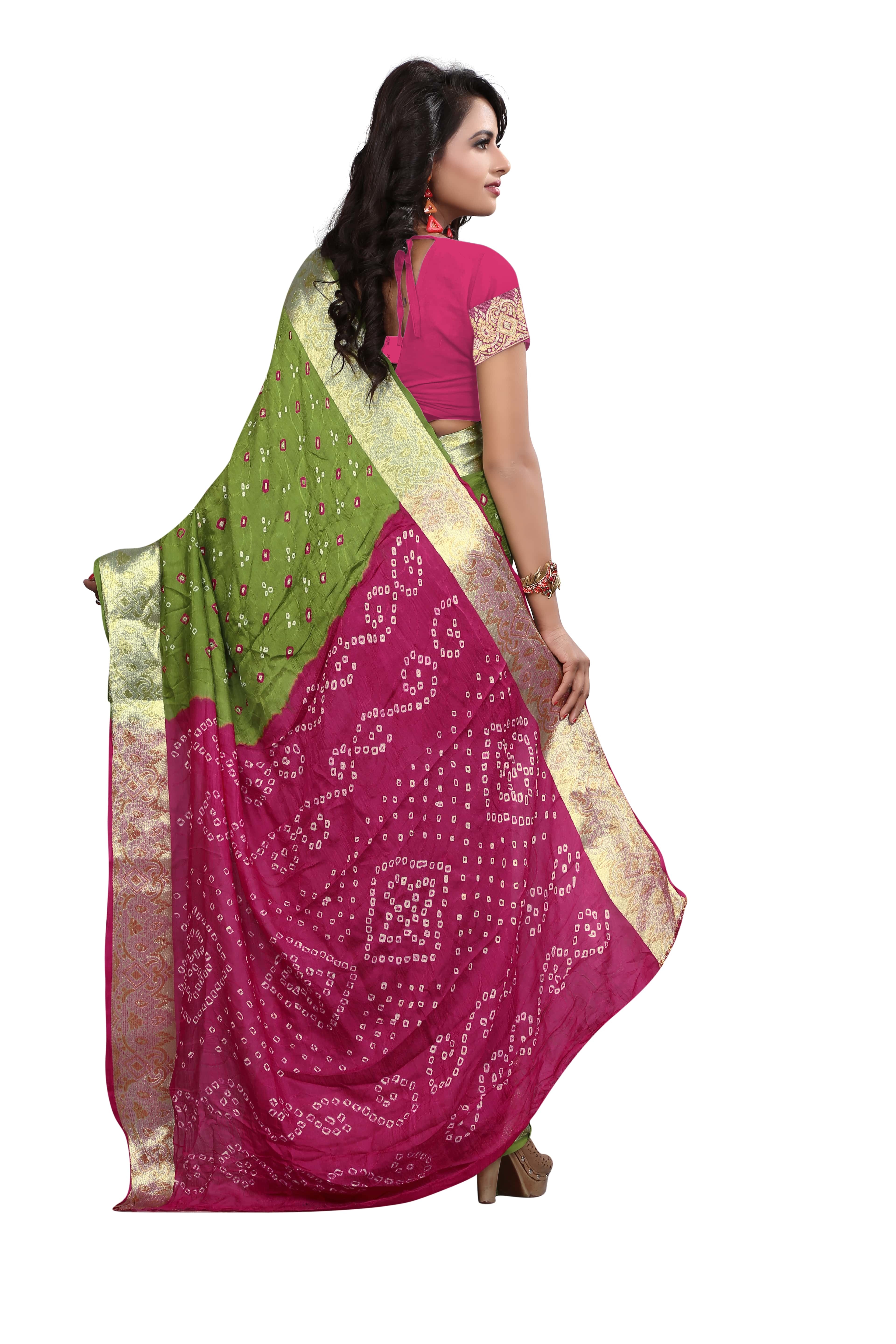 Teen Dana Bandhani Saree