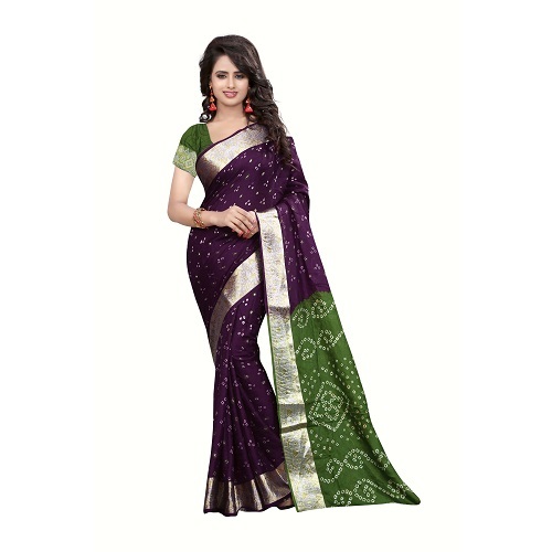 Teen Dana Bandhani Saree
