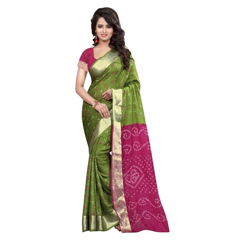 Teen Dana Bandhani Saree