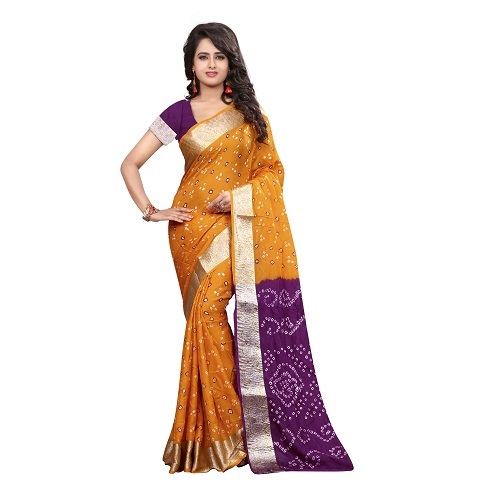 Teen Dana Bandhani Saree