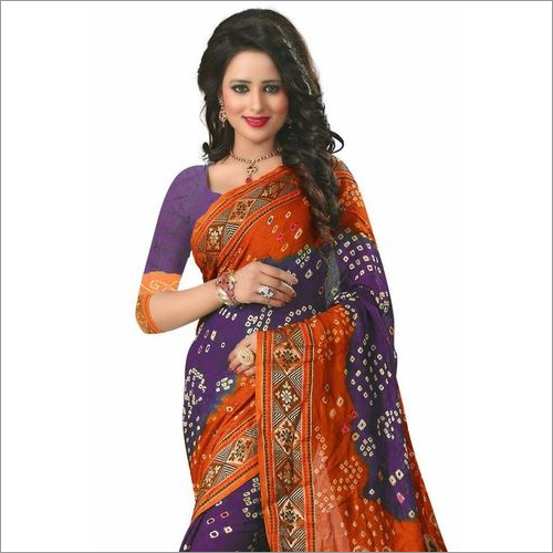 Flower Design Bandhani Saree