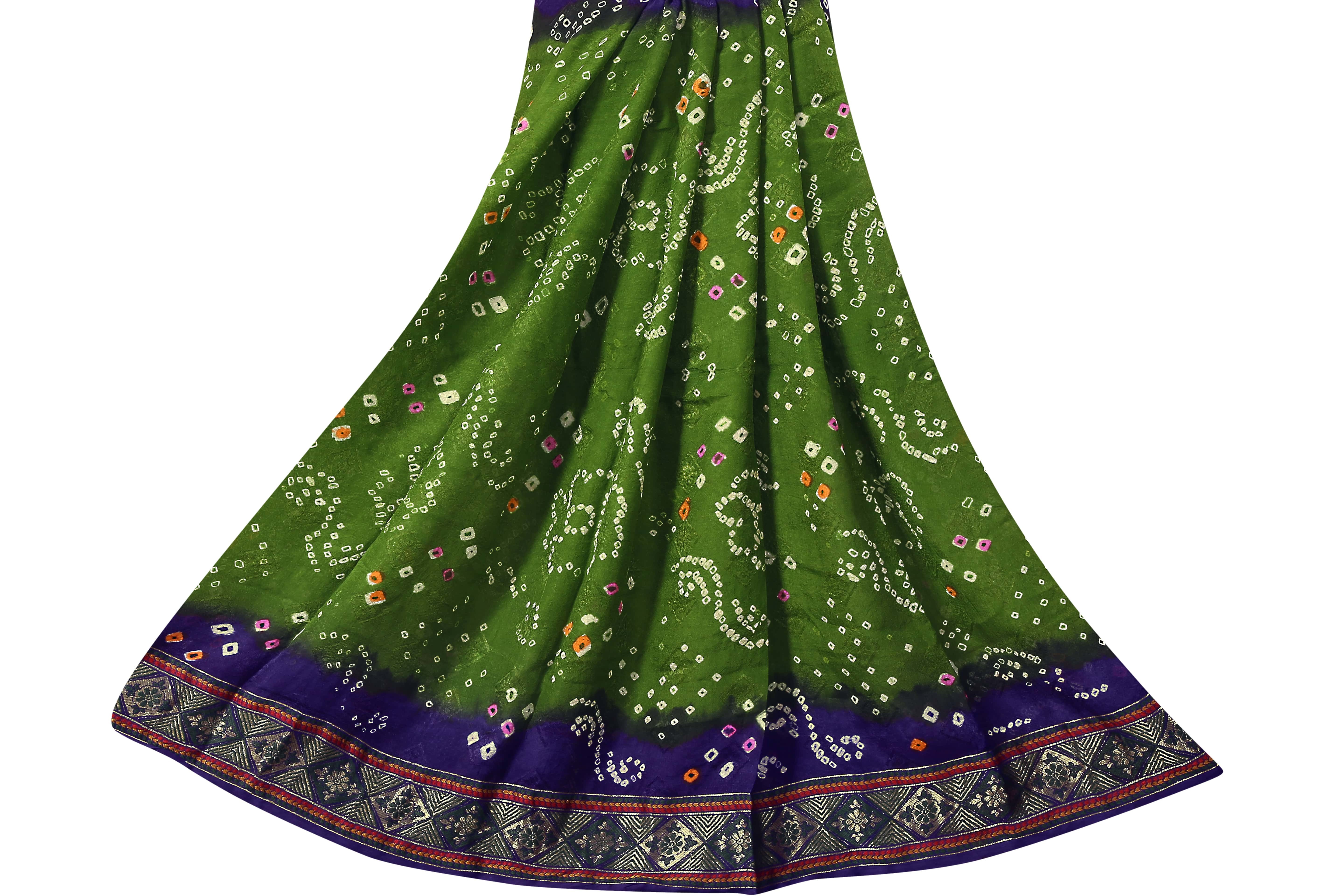 Flower Design Bandhani Saree