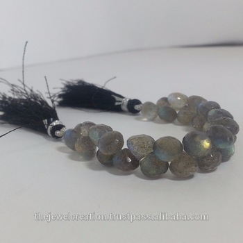 Gray Natural Labradorite Faceted Onion Teardrop Briolette Beads