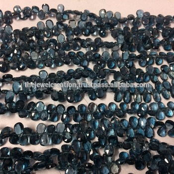 Natural London Blue Topaz Faceted Pear Shape Natural Beads