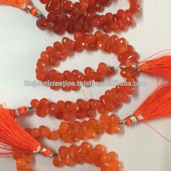 Natural AAA Carnelian Faceted Drops Beads Briolette Bead Strand