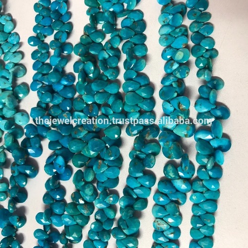 Arizona Turquoise Faceted Pear Shape Briolette Beads Strand