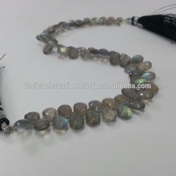 Natural Labradorite Pear Shaped Faceted Briolette Beads