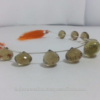 Natural Champagne Quartz Faceted Onion Teardrop Briolette Beads