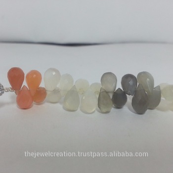 Multi Moonstone Faceted Drops Briolette Beads Gemstone