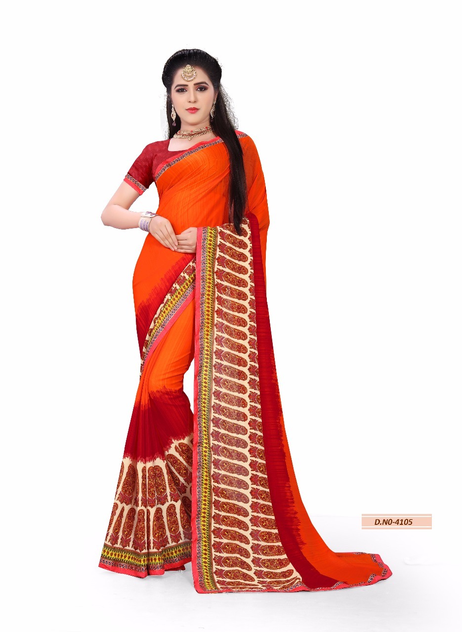 Printed Georgette Saree With Lace