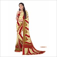 Silk Georgette Saree - Georgette Material, Length: 5.5 Mtr, Blouse Length: 0.8 Mtr | Pattern: Printed, Available Colors: Blue, Pink, Black, Purple, Red, Green