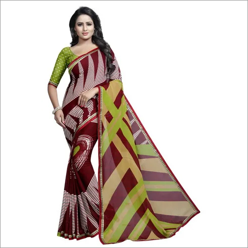Pure Georgette Saree With Lace