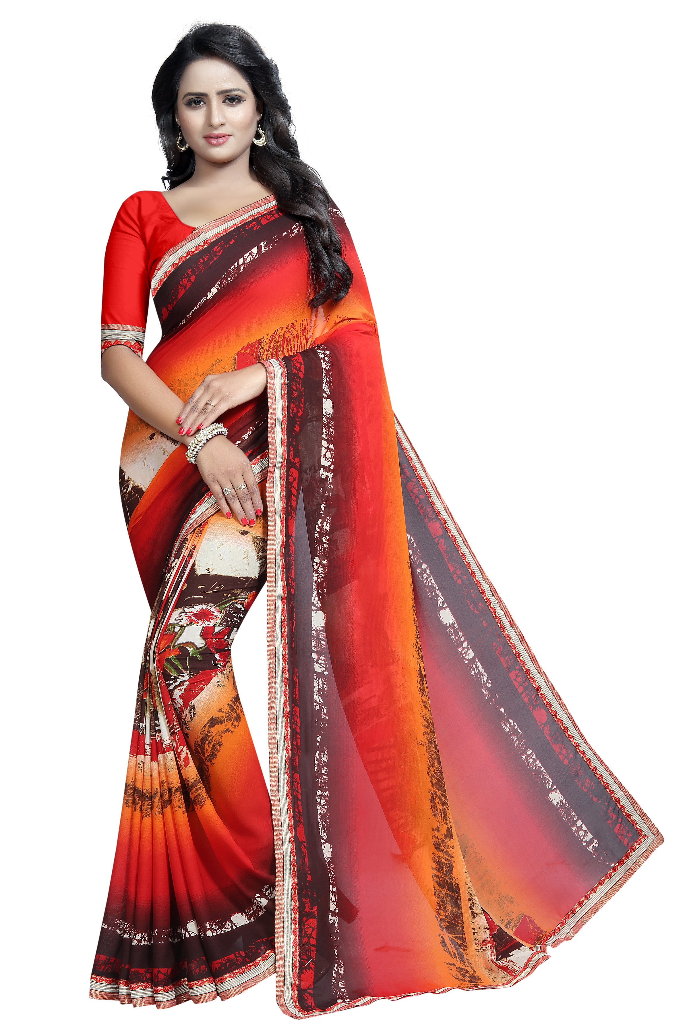 Pure Georgette Saree With Lace