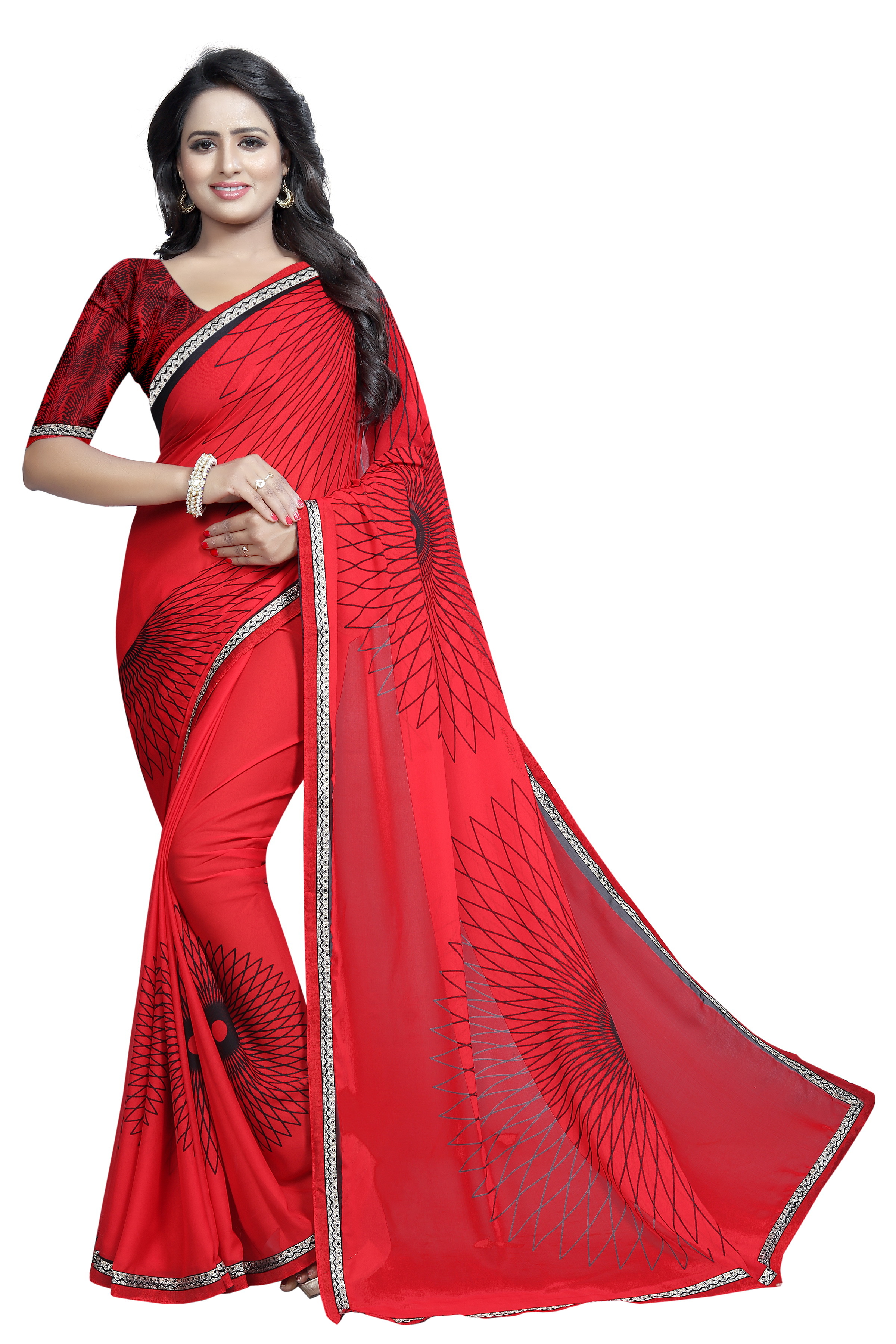 Pure Georgette Saree With Lace
