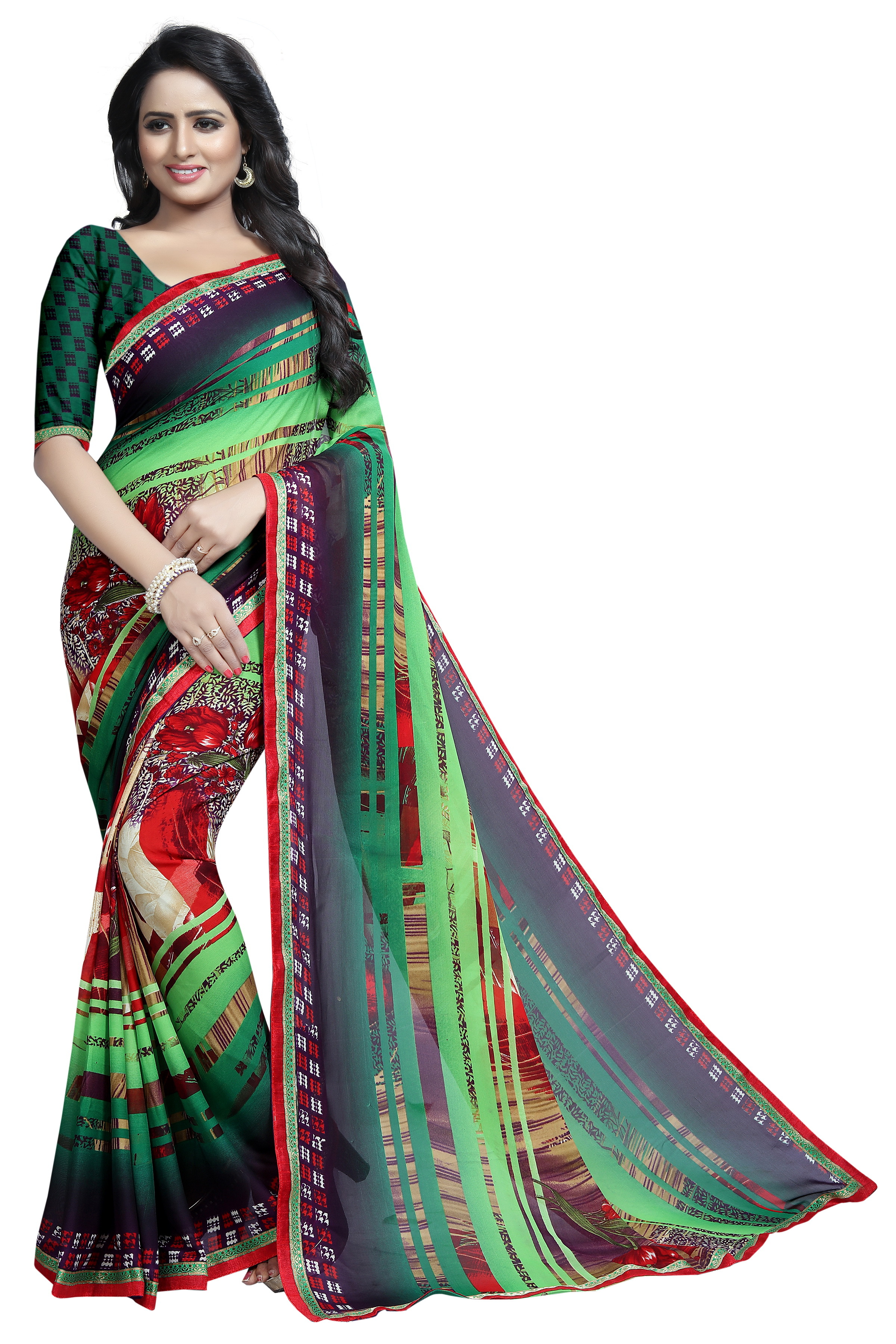 Pure Georgette Saree With Lace