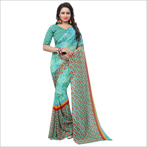 Fancy Printed Georgette Silk Saree