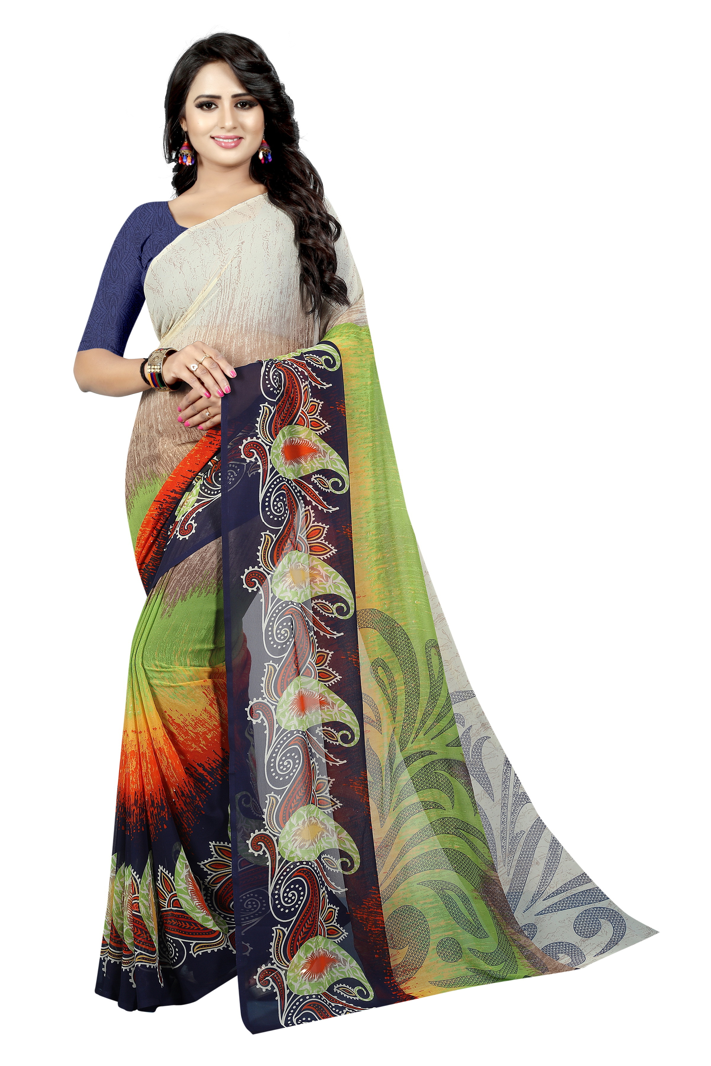 Fancy Printed Georgette Silk Saree