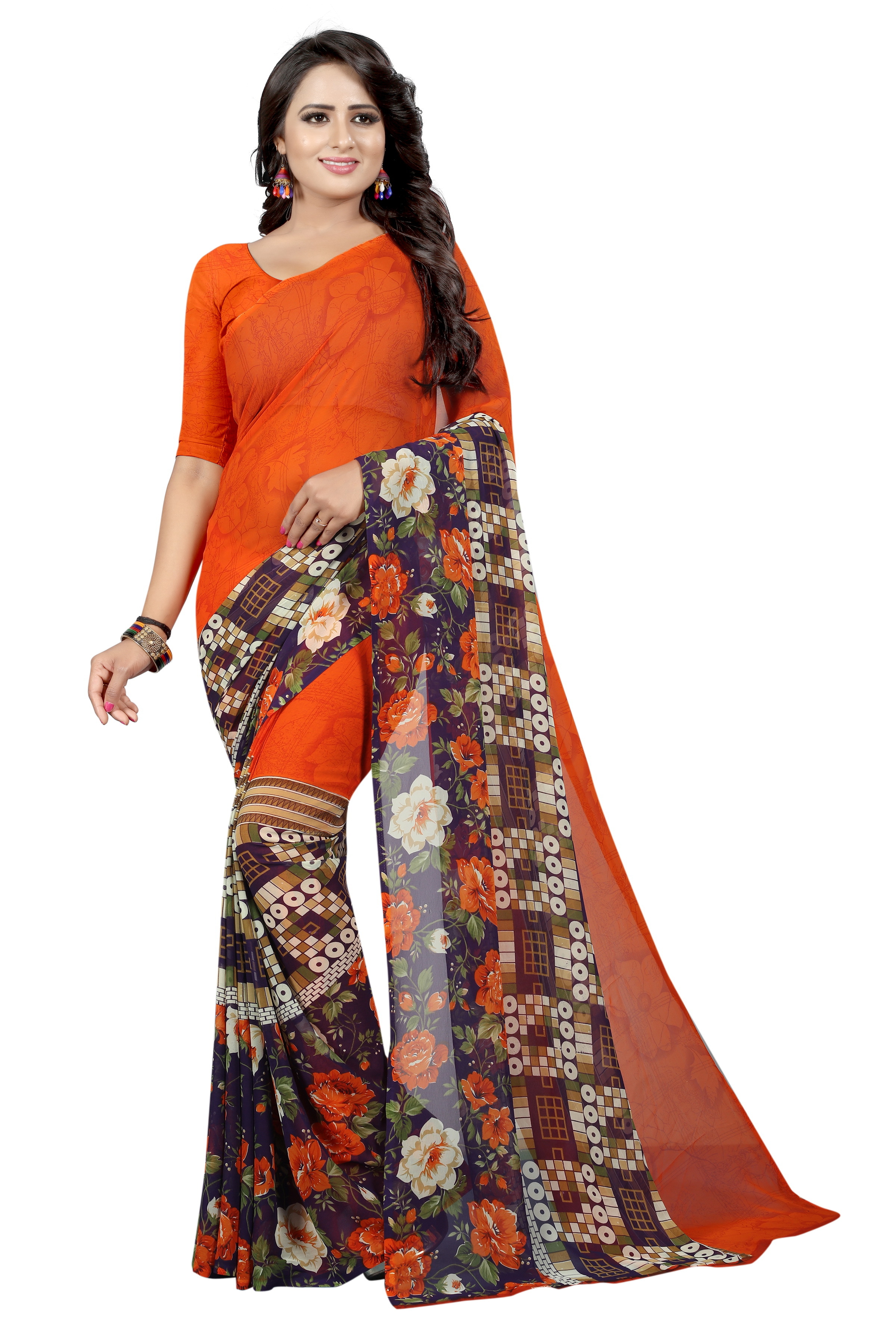 Fancy Printed Georgette Silk Saree