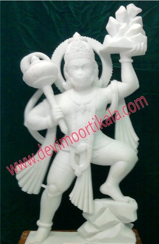 White Hanuman Marble Statue