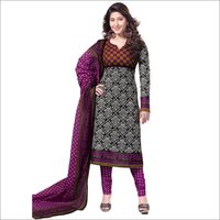 Fancy Printed Dress Material - Crepe, 2.10mm Bust & Hip Size, 2.30mm Length | Grey Rani, Black, Blue, Navy Blue, Full Sleeves, Casual Ethnic Design