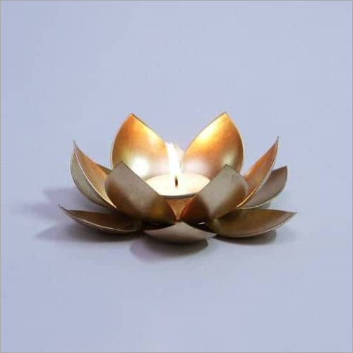 Gold Iron Lotus Single Table Tea Light Holder