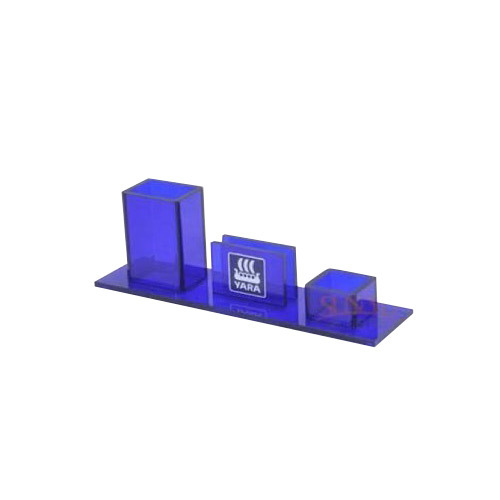 Designer Acrylic Pen Stand - Acrylic, 10x5x3 Inches, Blue | Stylish, Durable, Multi-Compartment, Space-Saving