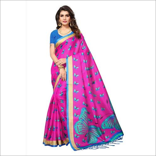 Print Saree with Jhalar