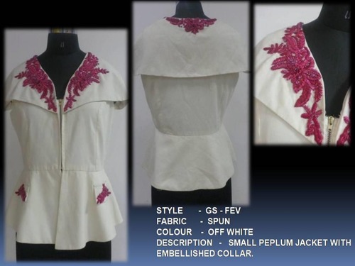 Small Peplum Jacket With Embellished Collar