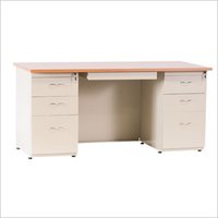 Rxl402st Double Pedestal Desk - Steel, 1500x750x750 Mm, Beige | 6 Drawers, Melamine Top, Powder Coated Finish