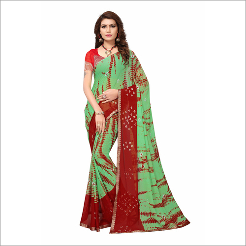 Chiffon Fancy Saree - Chiffon Silk, 5.5 Mtr Length, 0.8 Mtr Blouse | Colors: Blue, Pink, Black, Purple, Red, Green, Printed Pattern