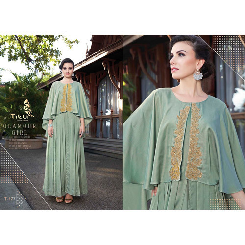 Sea Green Designer Long Gown