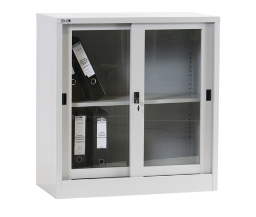 Low Height Sliding Glass Cupboard With 1 Adjustable Shelf